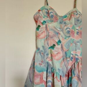 Tropical vintage sweetheart dress sundress Large